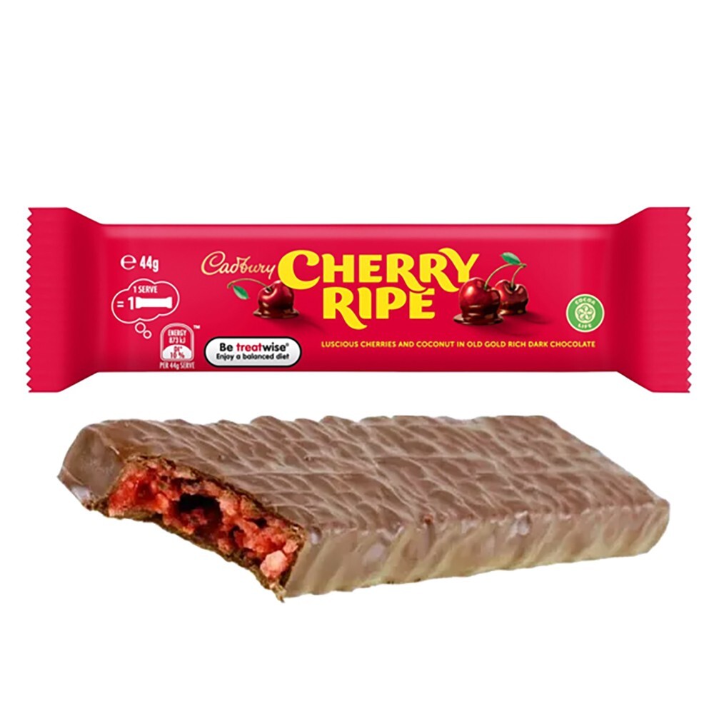 Cherry Ripe Chocolate Candy Bar 48 x 44g Milk Chocolate Cherry and Coconut Sweet