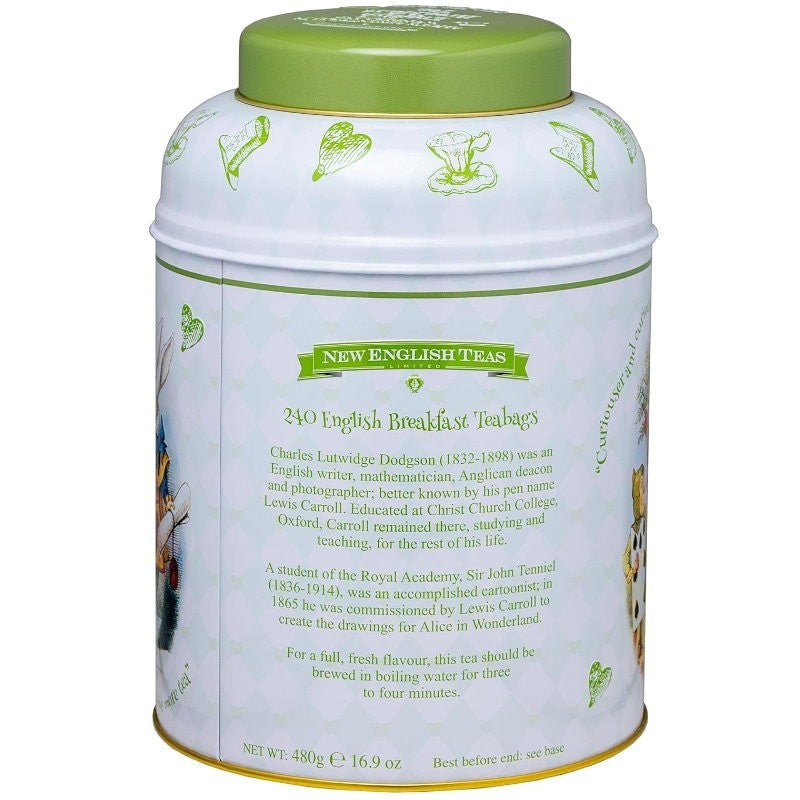 New English Teas Alice in Wonderland Tea Caddy with 240 English Breakfast Teabag