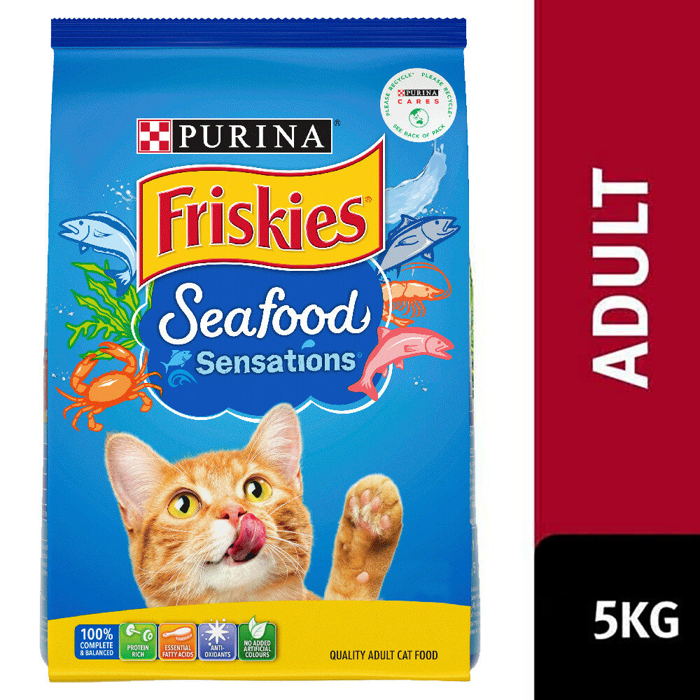 Friskies Adult Cat Food Seafood Sensations 5kg Purina Premium Dry Cat Pet Food