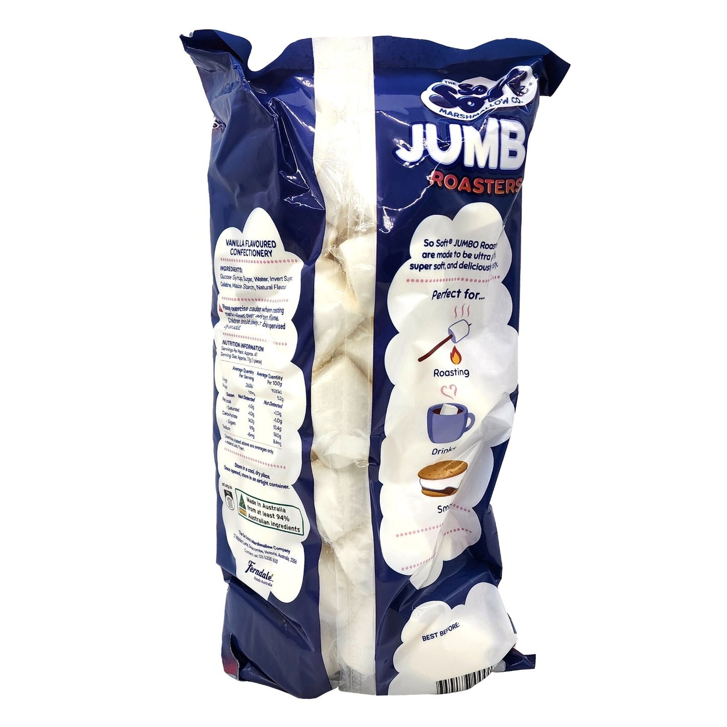 Jumbo Roasters Marshmallows Perfect for Smores Hot Cocoa Campfire Snack 800g