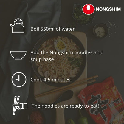 Nongshim Shin Ramyun Instant Noodle Soup 120g Korean Style Pack of 5, 10, 15, 20