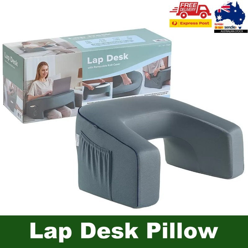 Casual Living Lap Desk Pillow Memory Foam Removable Knit Cover for Bed & Couch