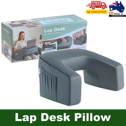 Casual Living Lap Desk Pillow Memory Foam Removable Knit Cover for Bed & Couch