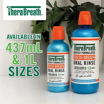 TheraBreath Icy Mint 1L Gentle Non-Burning Mouthwash Oral Rinse Freshen Breath
