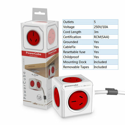 Allocacoc 5-Outlet/4-Outlet 1.5m/3m or 2x USB Original Extended PowerCube