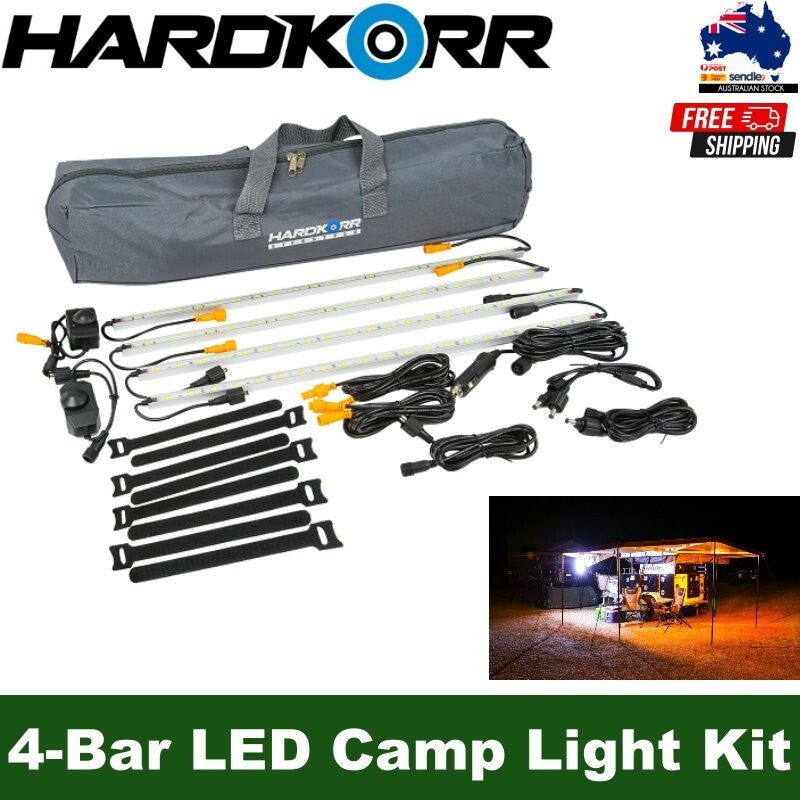 HardKorr Lifestyle IP68 waterproof 4-Bar Orange & White LED Camp Light Kit