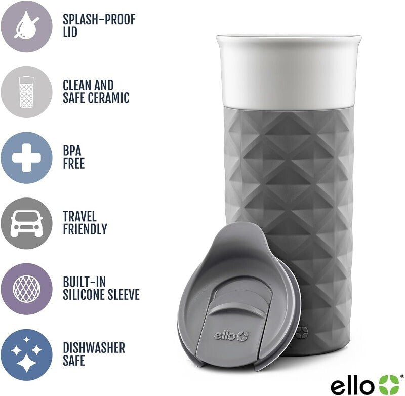 Ello Ogden On-The-Go Ceramic Travel Mug with Friction-Fit Lid & Silicone Boot