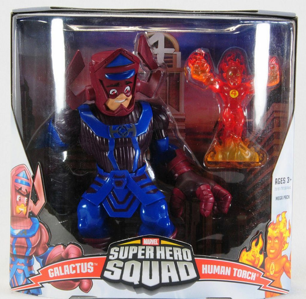 NEW Marvel Super Hero Squad GALACTUS & HUMAN TORCH Mega-Pack Fantastic Four