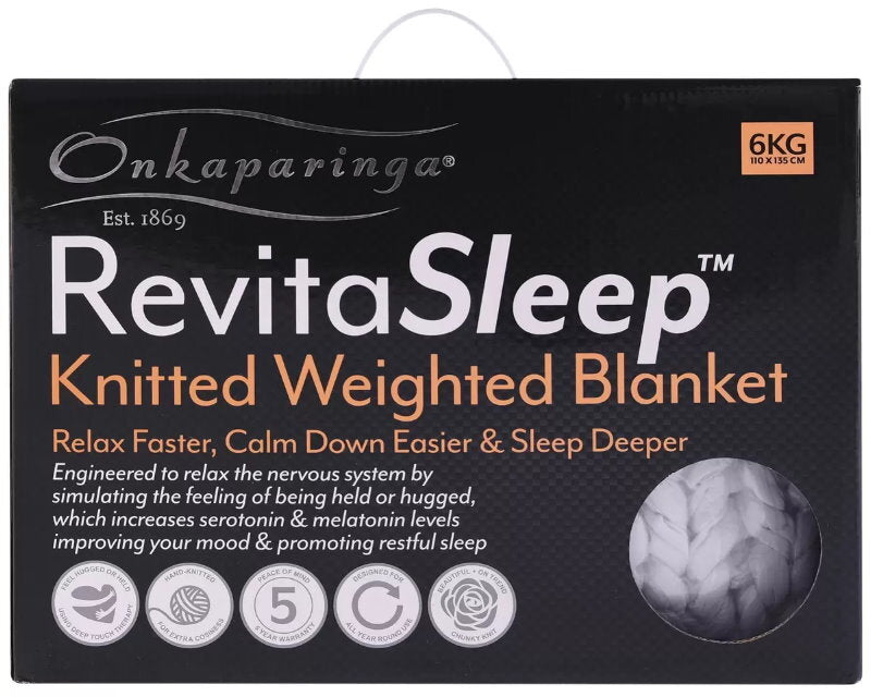 Onkaparinga Revita Sleep Hand-Knitted Weighted Blanket 6kg - Relax, Sleep Deeper