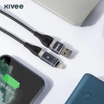 Kivee 4-in-1 Multi Fast Charging Cable USB-C 8 Pin to Type C USB Charging Cable
