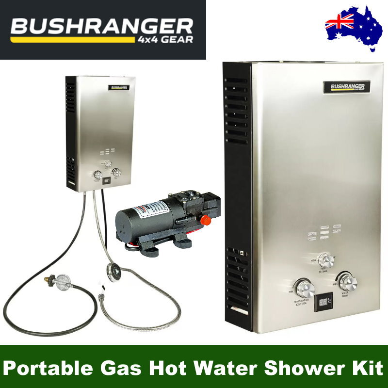 Bushranger 78X04 Portable Gas Hot Water Shower Kit - Camping 4x4 Outdoor Shower