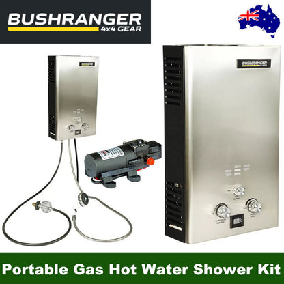 Bushranger 78X04 Portable Gas Hot Water Shower Kit - Camping 4x4 Outdoor Shower