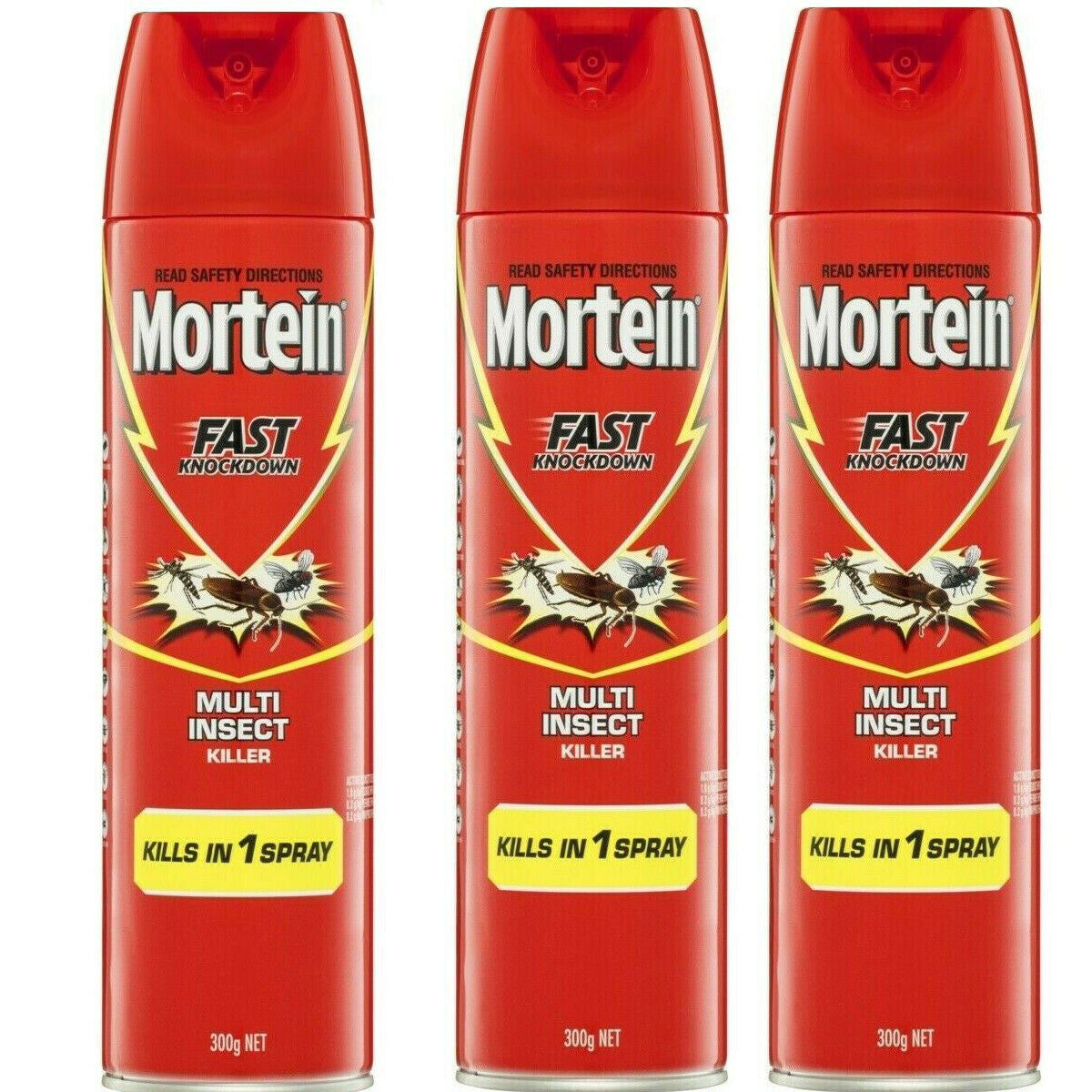 3x Mor tein Fast Knockdown Multi Insect Fly Mosquito Bugs Killer Pest Spray 300g