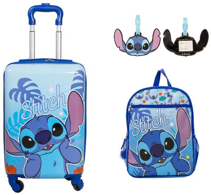 Licensed Disney Stitch Children's Travel Luggage Backpack Set With Luggage Tag