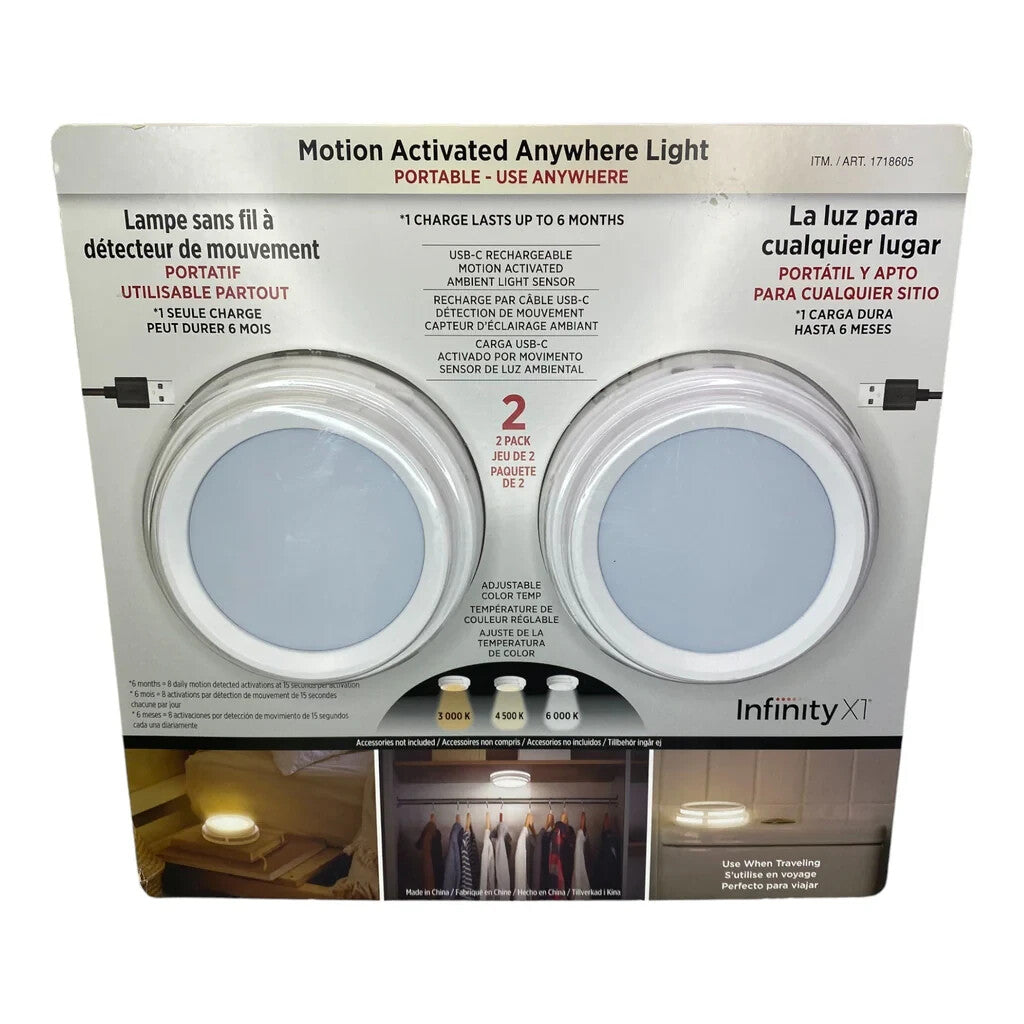 2 x Motion Activated Portable Stairway Under Cabinet Night Lighting Recharable