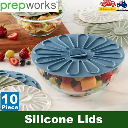 Prepworks 10-Piece Multifunction Silicone Lids Set Reusable Covers Food Grade