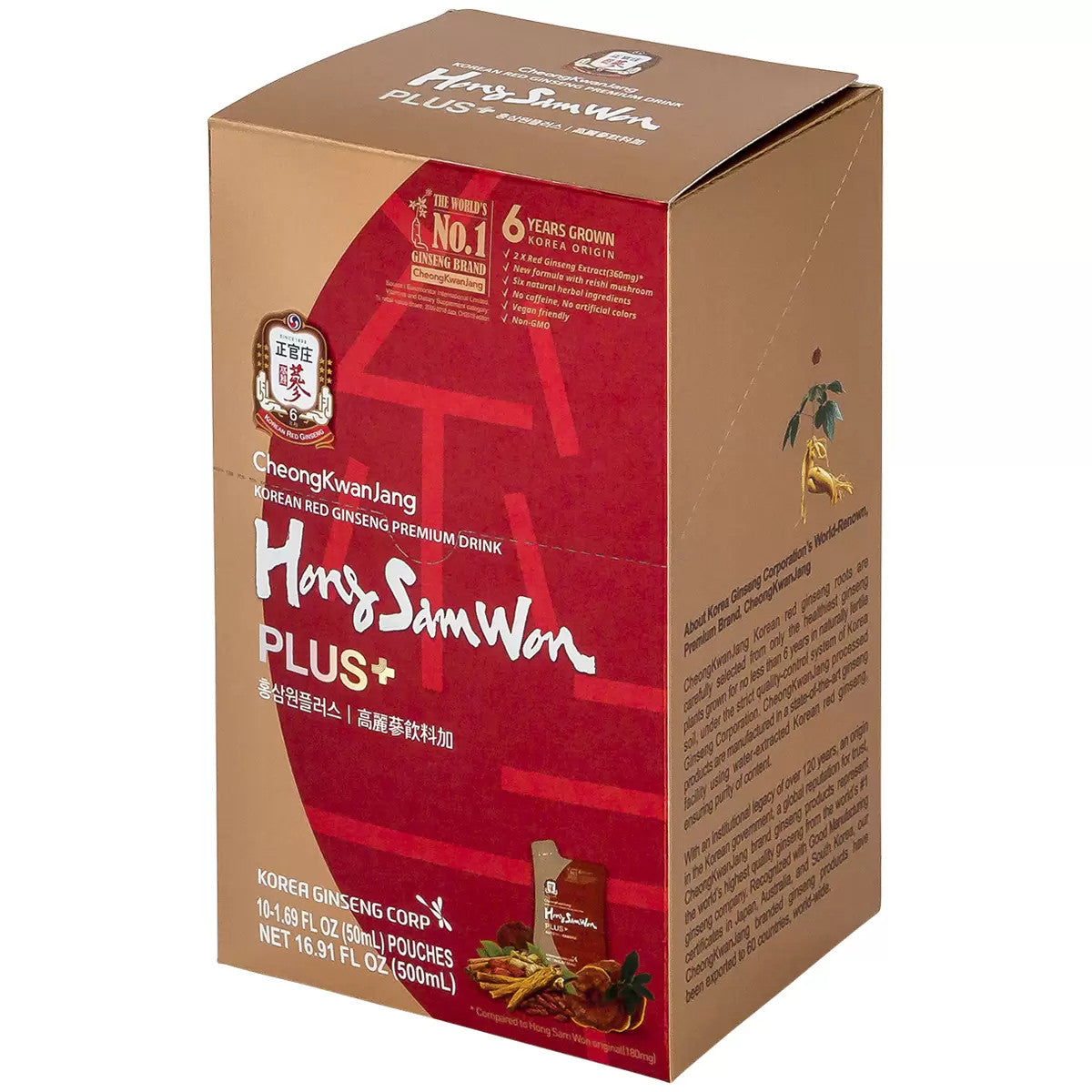Hong Sam Won Plus Korean Red Ginseng Premium Herbal Health Energy Drink Tea 30pk