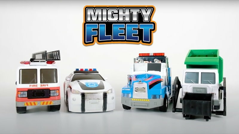 Mighty Fleet Motorised Vehicle Garbage Truck Police Car Fire Engine Helicopter