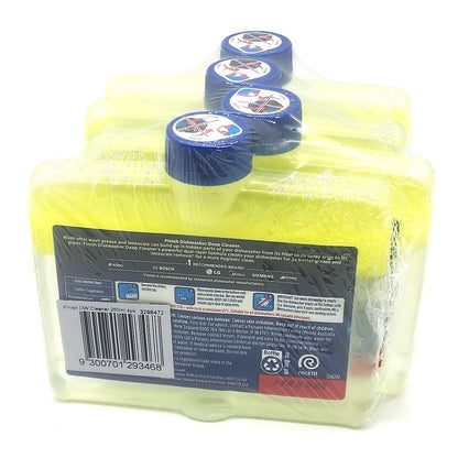 Finish Deep Clean Dishwasher Cleaner Grease Limescale Removal Lemon 4x250ml Pack
