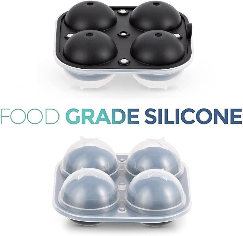 Ankway 4 Balls 65mm (2.5") Silicone Ice Cube Tray Sphere Ice Ball Maker Mold