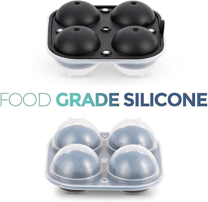 Ankway 4 Balls 65mm (2.5") Silicone Ice Cube Tray Sphere Ice Ball Maker Mold