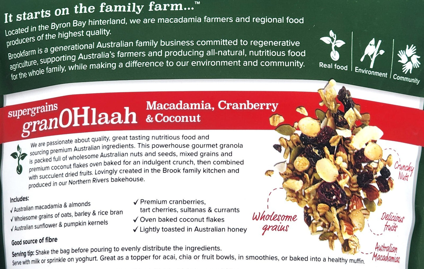 Brookfarm Supergrain Macadamia Cranberry Coconut Healthy Breakfast Cereal 1.3kg
