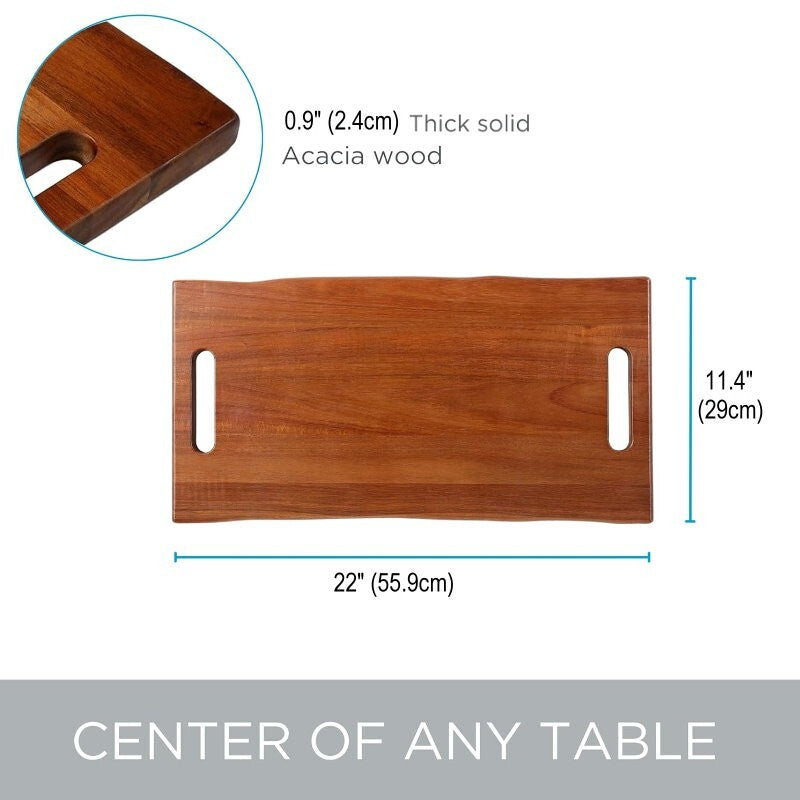 BIRDROCK HOME 22" Acacia Wooden Cheese Serving Board with Handles 55.9cm x 29cm