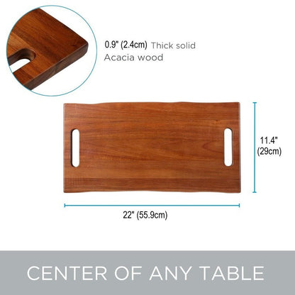BIRDROCK HOME 22" Acacia Wooden Cheese Serving Board with Handles 55.9cm x 29cm
