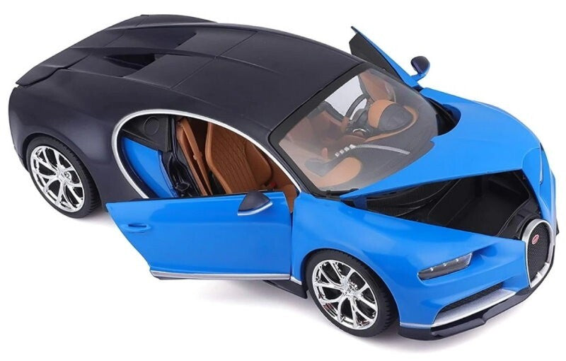 Maisto 1:18 Scale Special Edition Bugatti Chiron Die Cast Car Set Blue-Black