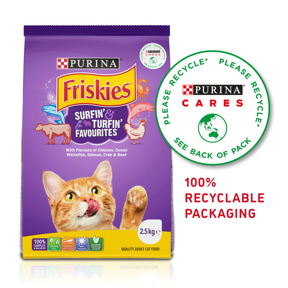Friskies Adult Surfin & Turfin Favourites 5kg Purina Premium Dry Cat Food Bag