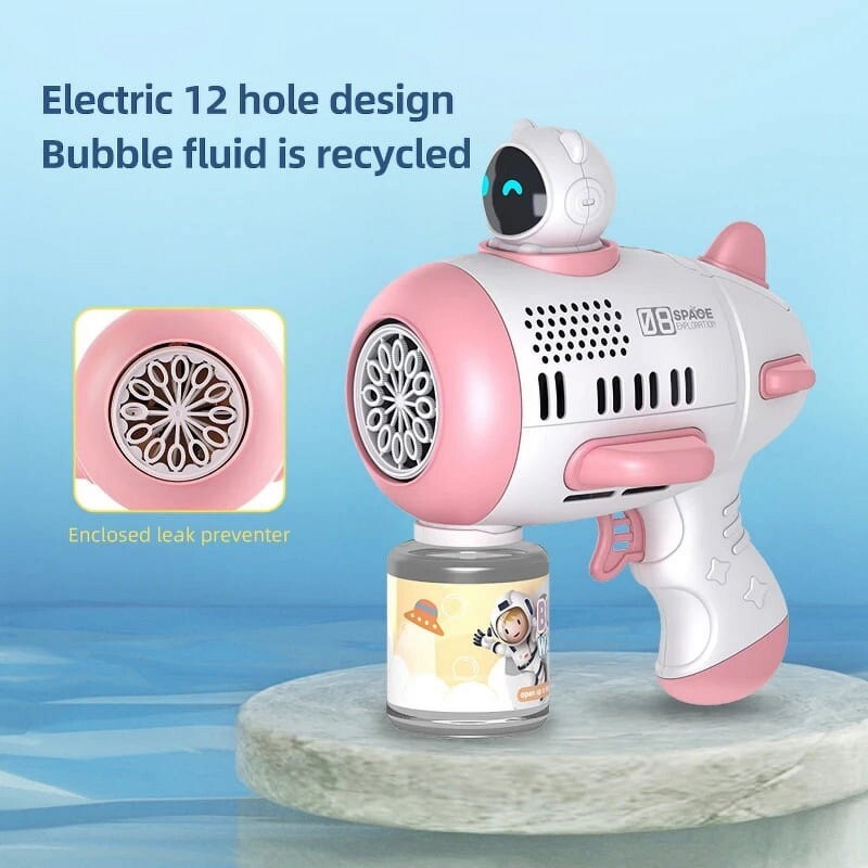 Mercita Space Bubble Guns Machine with LED & Rechargeable Battery for Kids