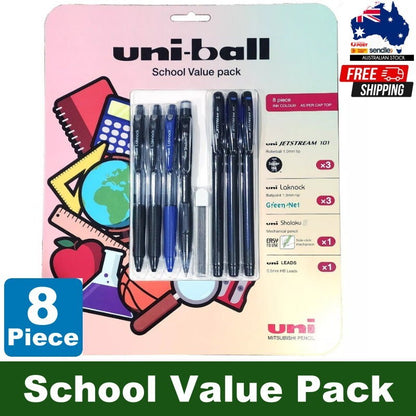 Uni-ball 8 Piece School Value Pack Pen Pencil Jetstream Shalaku S Laknock Leads