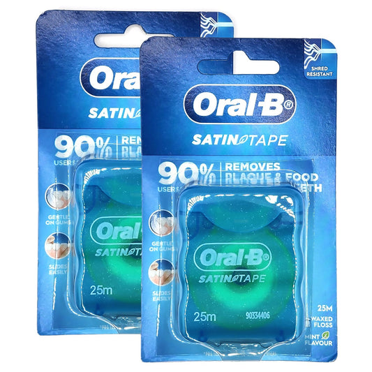 2 x25m Oral-B Satin Tape Dental Floss Mint Healthy Teeth Protection Fresh Breath