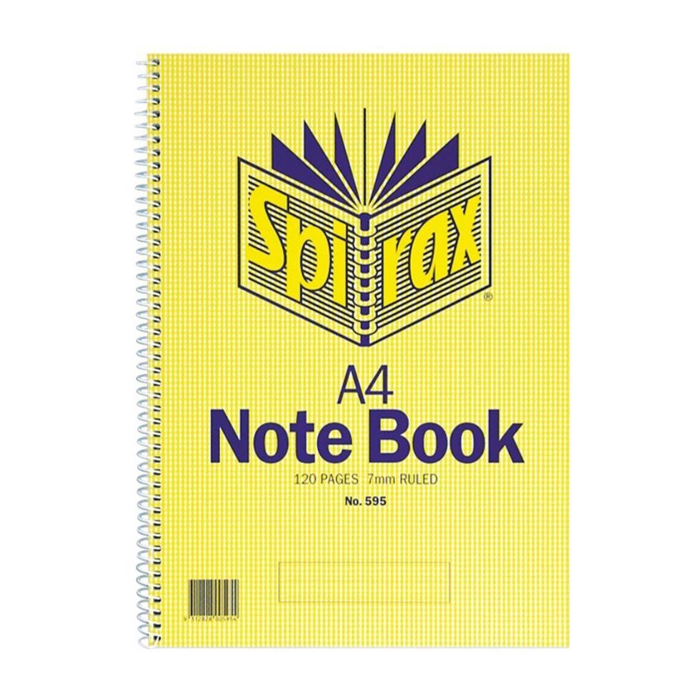 8 x Spirax 595 Notebook 7mm Ruled Lines Spiral Bound 120 Page A4 Pack Study App
