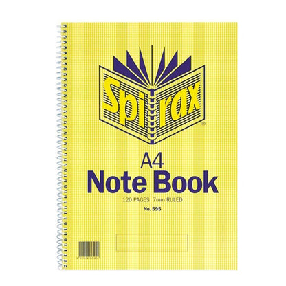 8 x Spirax 595 Notebook 7mm Ruled Lines Spiral Bound 120 Page A4 Pack Study App