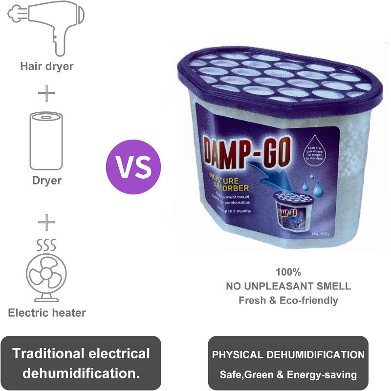 DAMP-GO Moisture Absorber Tubs Portable Dehumidifier Fragrance Free 280g