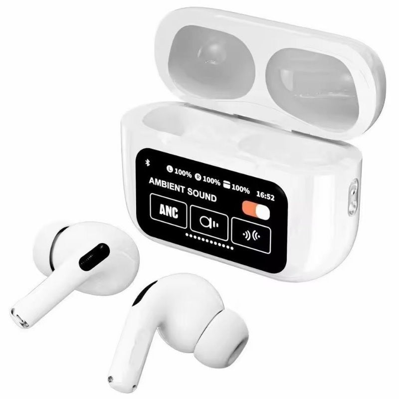 A9 Pro Smart Bluetooth 5.4 Earbuds ANC & ENC Noise Reduction Touch Screen, Mic