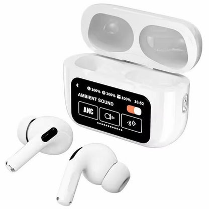A9 Pro Smart Bluetooth 5.4 Earbuds ANC & ENC Noise Reduction Touch Screen, Mic