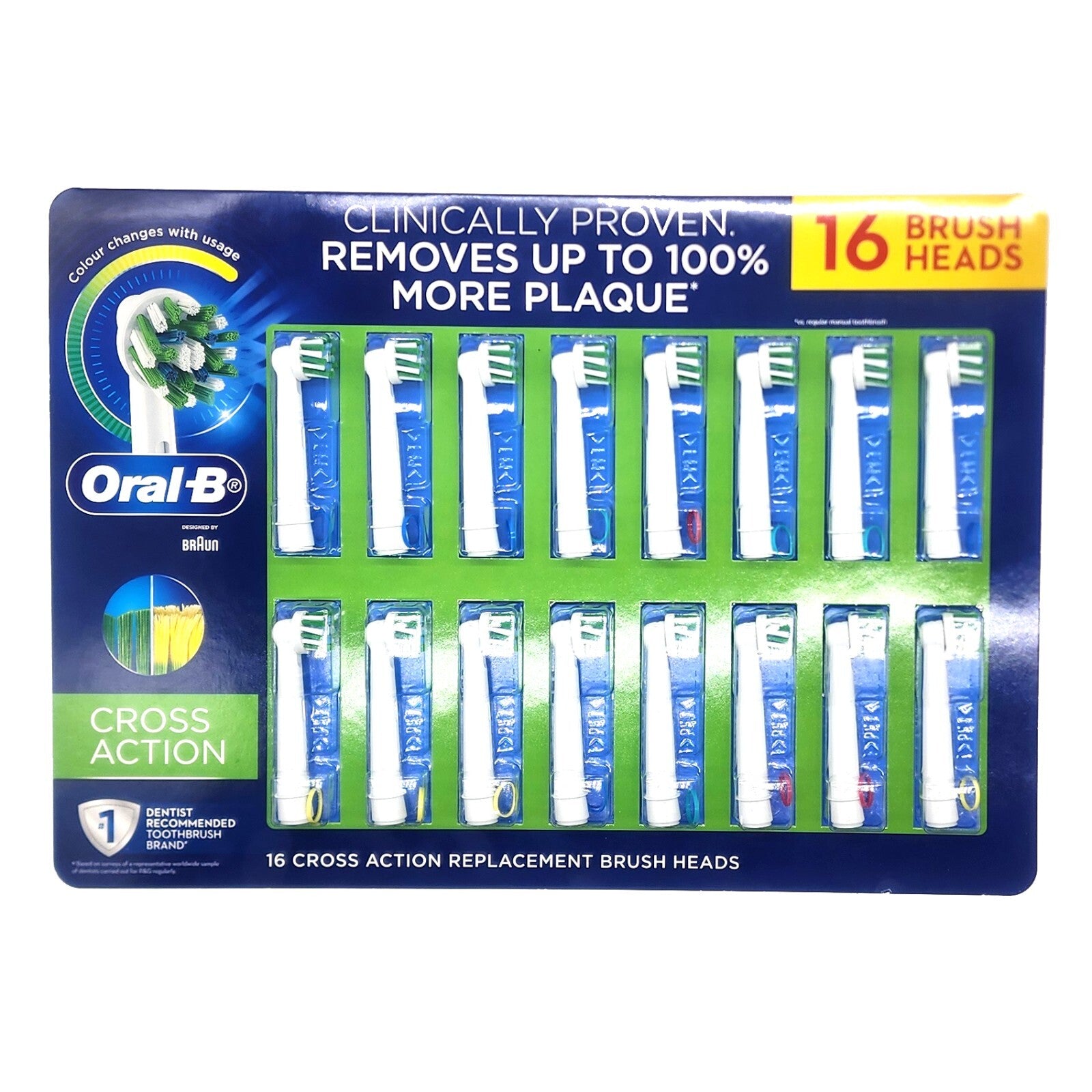 Genuine Oral-B CrossAction Toothbrush Replacement Refill Brush Head 16 Packs