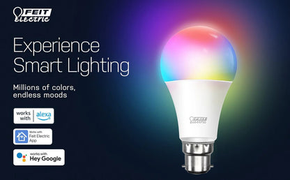 4 x FEIT Dimmable Wifi Colour RGB LED Smart Bulbs Bayonet B22 9w 800 Lumens