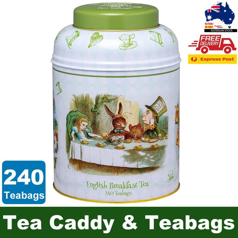 New English Teas Alice in Wonderland Tea Caddy with 240 English Breakfast Teabag