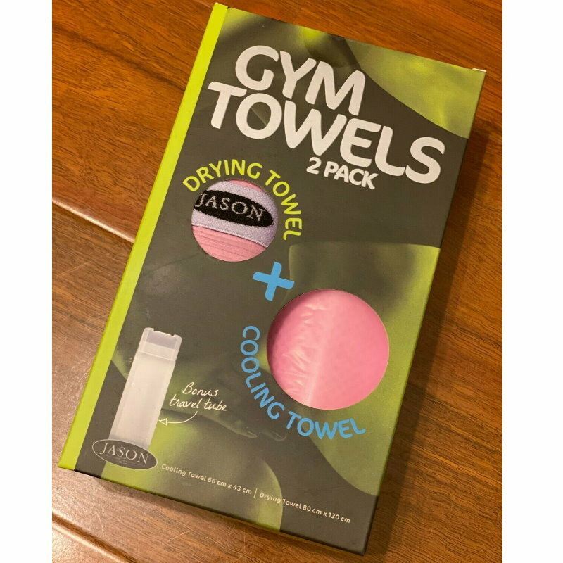 2-Pack Jason Gym Towels - Cooling Towel & Drying Towel + Travel Tube - Pink