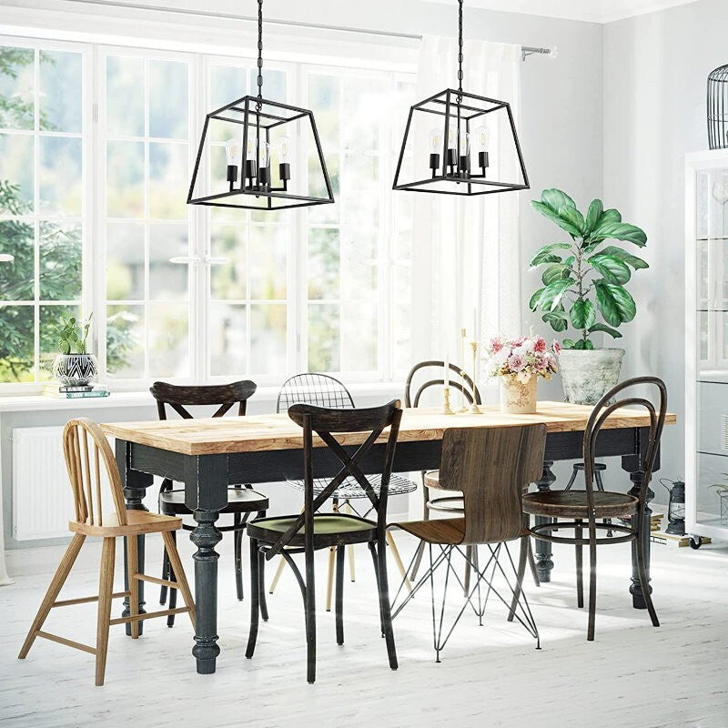 Artika Carter Square 4-Light Chandelier LED Celling Light Adjustable Height