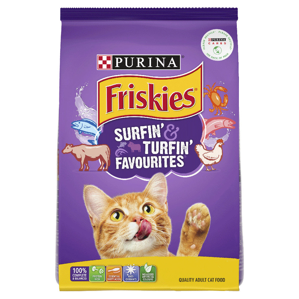Friskies Adult Surfin & Turfin Favourites 5kg Purina Premium Dry Cat Food Bag