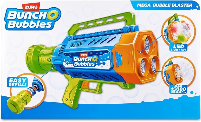 Zuru Bunch O Mega Bubbles Blaster with LED lights, Rechargeable Battery