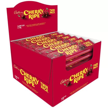 Cherry Ripe Chocolate Candy Bar 48 x 44g Milk Chocolate Cherry and Coconut Sweet
