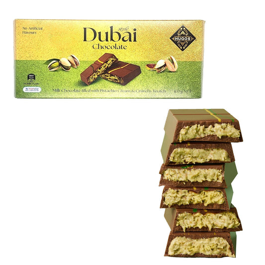 470g Fine Dubai Style Milk Chocolate Filled Pistachio Cream & Crunchy Knafeh