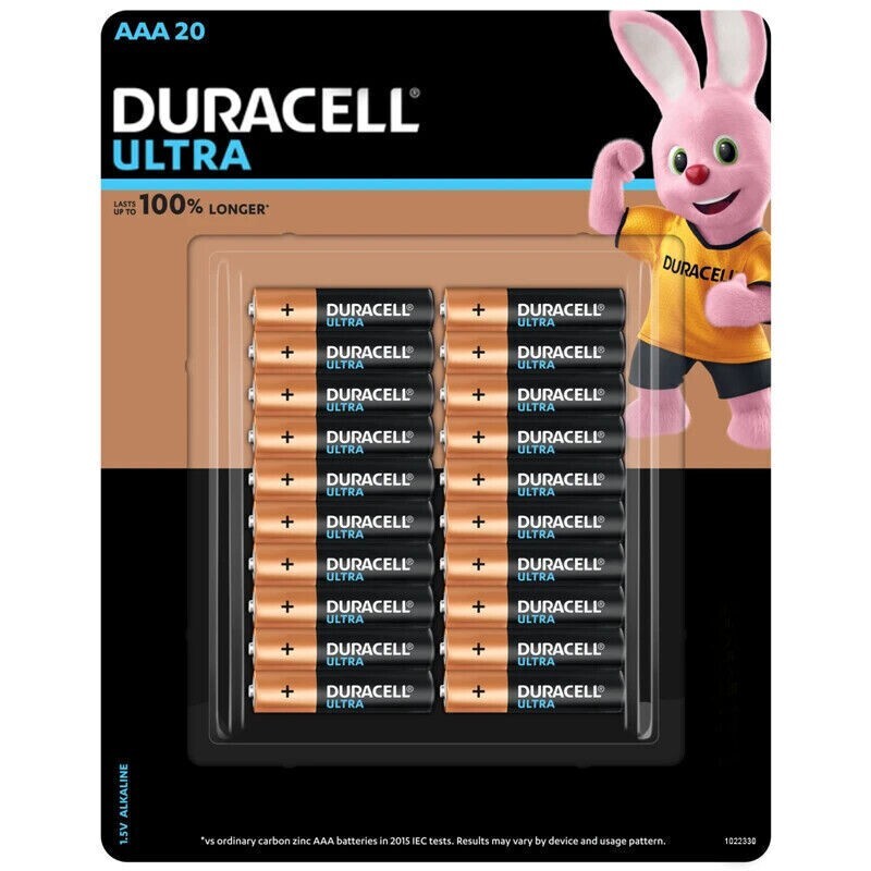 Duracell Ultra AAA High Performance 1.5v Alkaline Toy RC Remote Battery 20 Pack
