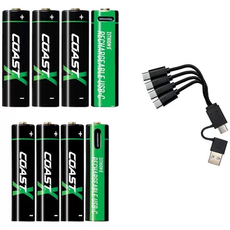 COAST 8 Battery Pack ZITHION-X AA/AAA USB-C Rechargeable Lithium Batteries