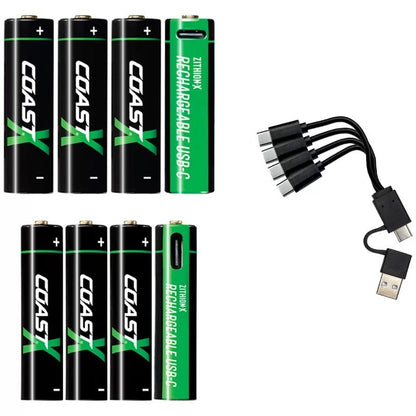 COAST 8 Battery Pack ZITHION-X AA/AAA USB-C Rechargeable Lithium Batteries